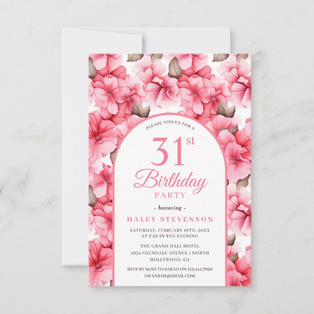 Invitation Jardin rose joli Arc floral chic 31e anniversaire (Devant)