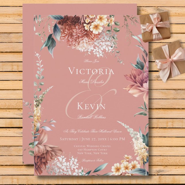 Invitation Jardin rose romantique moderne Mariage floral (Créateur téléchargé)
