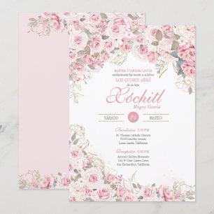 Invitation Jardin Rose rose vif Fleur Quinceanera