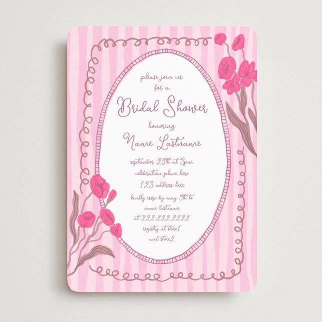 Invitation Jardin rose Whimsical Fête des mariées peinte à la (Créateur téléchargé)