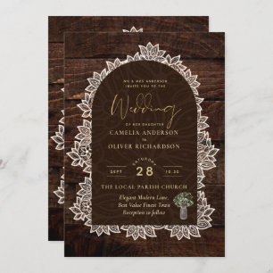 Invitation Jardin rustique Bois Mariage Dentelle en bois