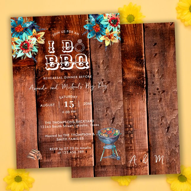 Invitation Jardin Rustique Couples Je fais Dîner De Répétitio (Créateur téléchargé)