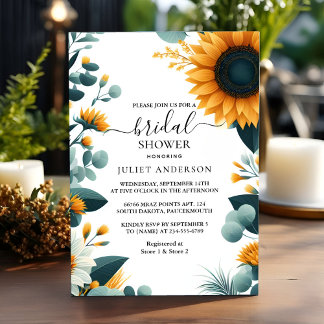 Invitation Jardin rustique Fête des mariées de tournesol