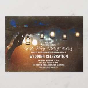 Invitation jardin rustique lanternes mariage invite