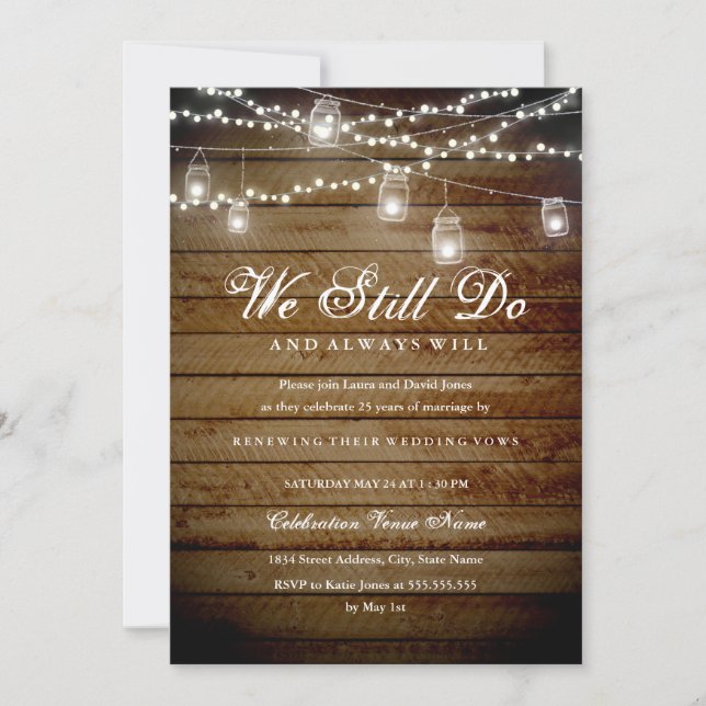 Invitation Jardin rustique Vow Renouvellement Anniversaire In (Devant)