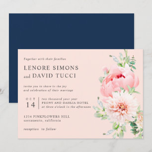 Invitation Jardin sauvage mariage botanique rose