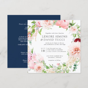 Invitation Jardin sauvage   Tout en un mariage botanique rose