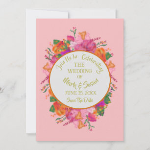 Invitation Jardin secret rose Boho Mariage Floral
