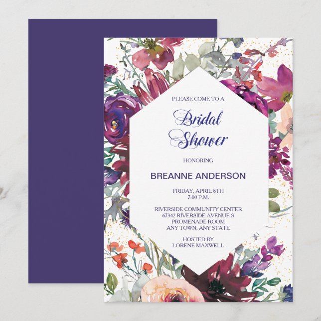 Invitation Jardin Splash Fête des mariées Florale moderne (Devant / Derrière)