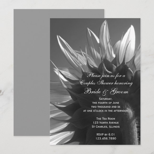 Invitation Jardin Sunflower Couples Wedding shower (Devant / Derrière)