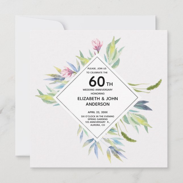 Invitation Jardin sur la Riviera 60e anniversaire de mariage (Devant)