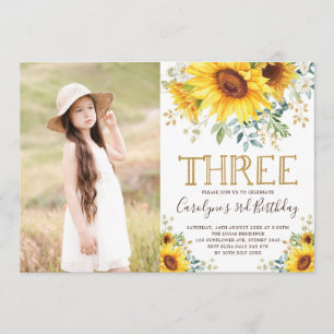 Invitation Jardin Tournesols Vert 3ème anniversaire Photo