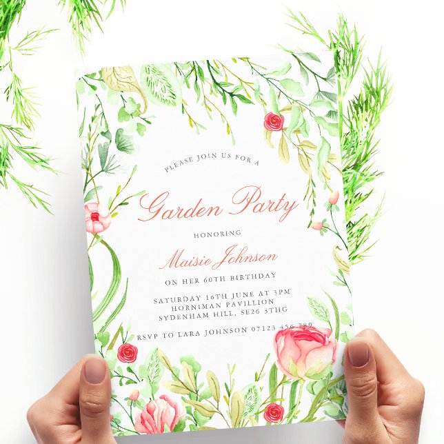 Invitation Jardin vintage Anniversaire (Créateur téléchargé)