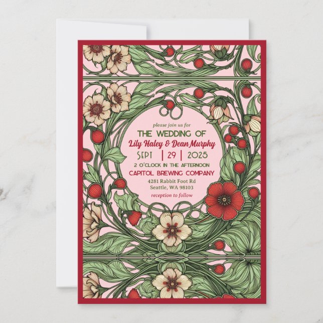 Invitation Jardin vintage Art Nouveau (Devant)