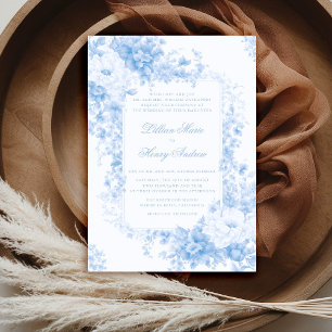Invitation Jardin vintage Quelque chose Toile Bleu Mariage of