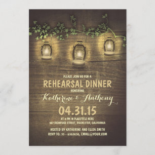 Invitation jardin vintage rustique feux bois de répétition dî