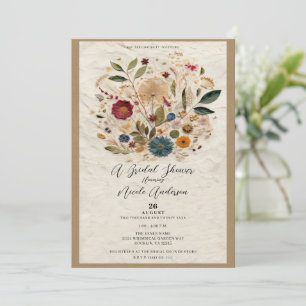 Invitation Jardin Whimsical Pressé Fleurs Bohème Bridal
