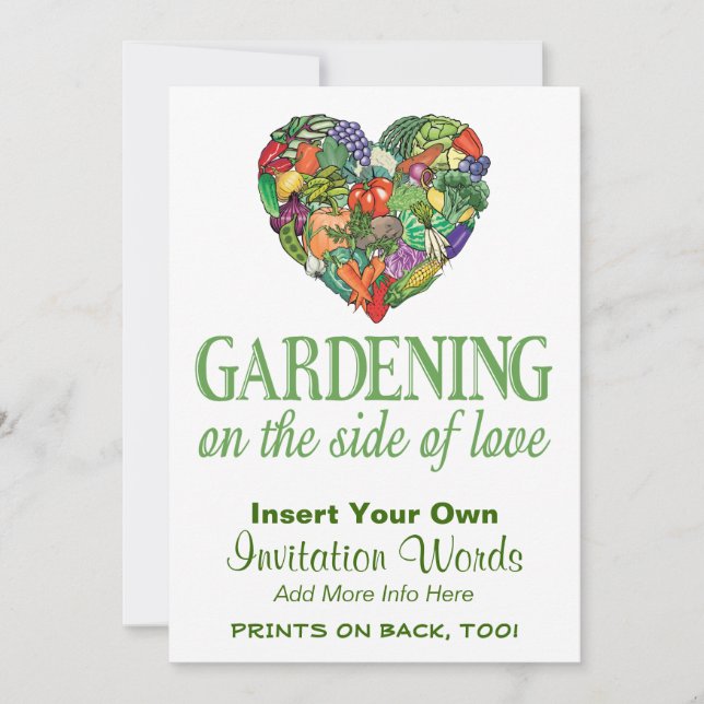 Invitation Jardinage sur le côté de l'amour (Devant)