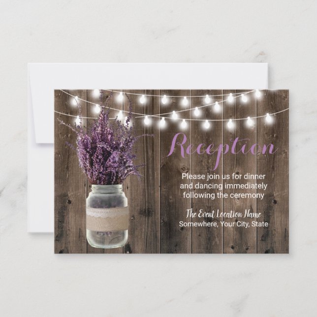 Invitation Jarre de réception de mariage floral lavande rusti (Devant)