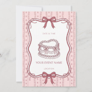 Invitation Jarretière en dentelle rose fard Esquisse Coquette