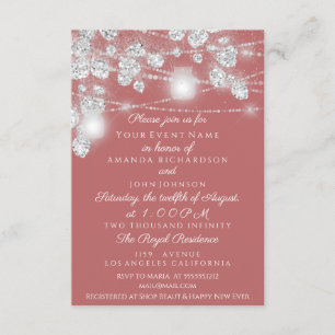 Invitation Jars de lumières de mariage Paillettes Gris Rose A