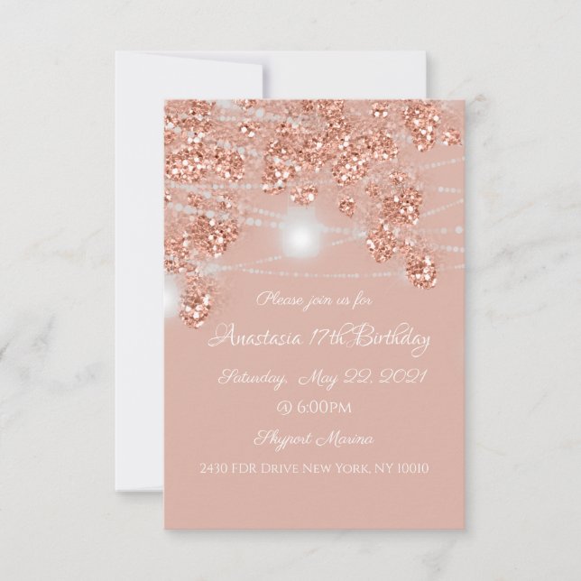 Invitation Jars de lumières de mariage Rose Gold Rustique Inv (Devant)