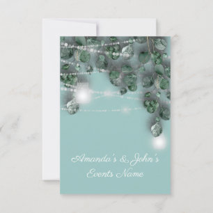 Invitation Jars de lumières de mariage Rustique Vert Bleu 