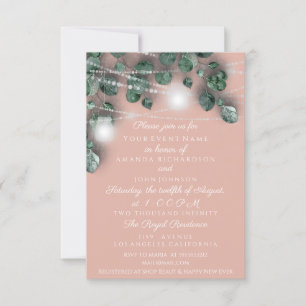Invitation Jars de lumières de mariage Rustique Vert Poudre B