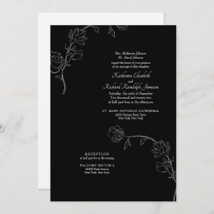 Invitation Jasmine Outline Mariage officiel noir
