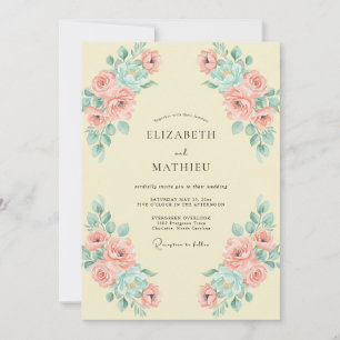 Invitation Jaune Beurre Doux Floral Mariage
