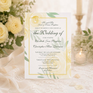 Invitation Jaune Beurre et Roses Bohèmes Dorées Mariage Forme
