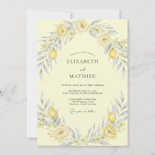 Invitation Jaune Beurre Mariage Citron Eucalyptus