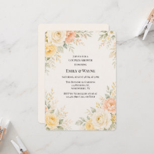 Invitation Jaune Beurre Mariage Couple Peach & Ivory Shower F