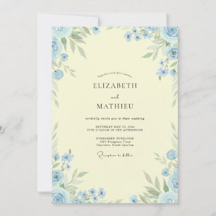 Invitation Jaune Beurre Romantique Floral Mariage