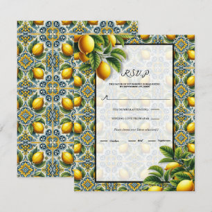 Invitation Jaune Bleu Capri Citron Méditerranéen Carrelage RS