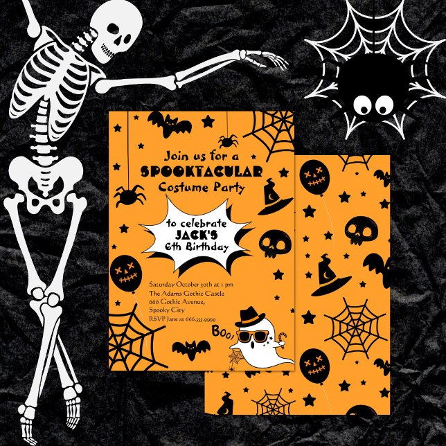 Invitation Jaune BOO Spooktacular Halloween fête d'anniversai (Créateur téléchargé)