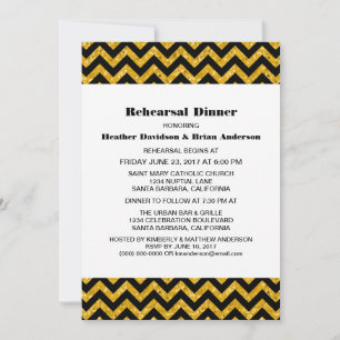 Invitation Jaune Chevron Parties scintillant Dîner de répétit