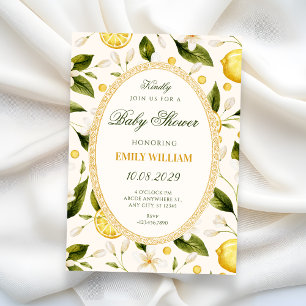 Invitation Jaune citron floral sans couture pour baby shower