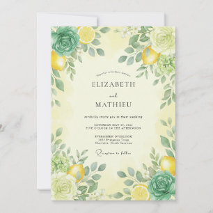Invitation Jaune Citron Mariage d'Été Zesté