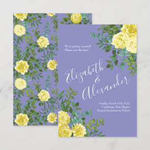 Invitation Jaune clair et Mariage bleu périphérique Date de s
