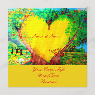 invitation jaune customisée de coeur