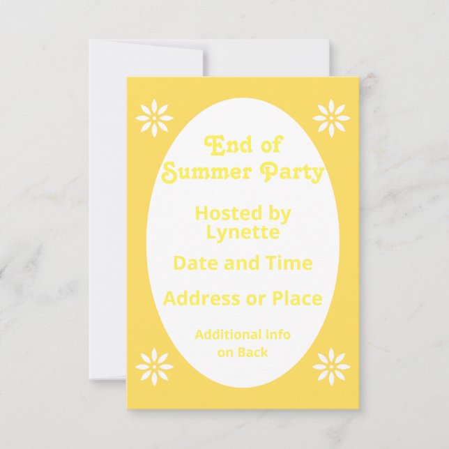 Invitation Jaune Dainty Floral Fin de la fête d'été (Devant)