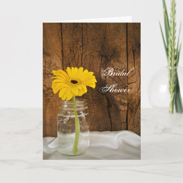Invitation Jaune Daisy à Mason Jar Fête des mariées de la cam (Devant)