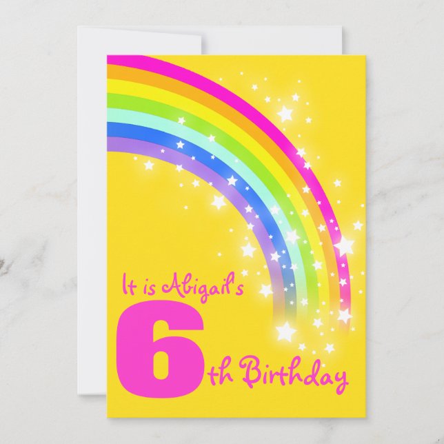 Invitation jaune d'anniversaire de 6ème (Devant)