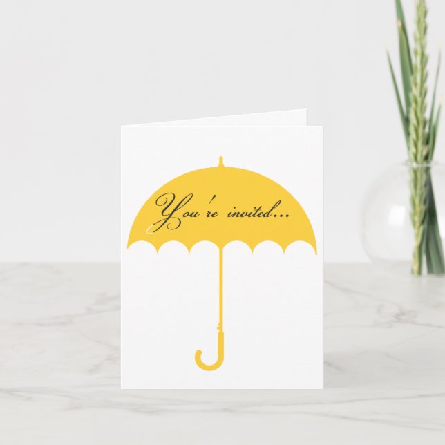Invitation jaune de Fête de la mariée de parapluie (Devant)