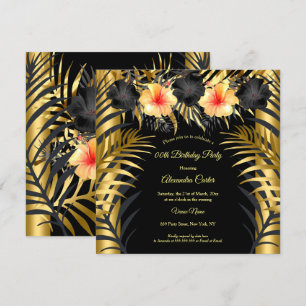 Invitation Jaune d'or noir Hibiscus Tropical Floral Party