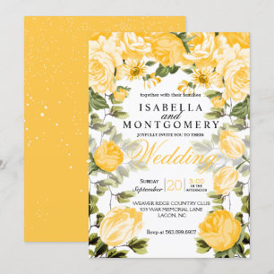 Invitation Jaune doré floral botanique mariage