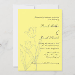 Invitation Jaune doux et gris minimaliste Tulip Mariage