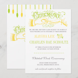 Invitation Jaune et Lime Vintage Typographie moderne Invitati