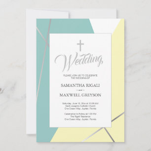 Invitation Jaune et Mint Green Mariage chrétien